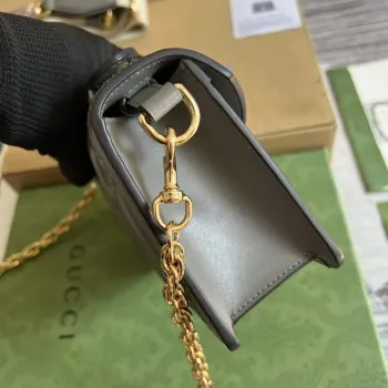 Gucci 724499 GG Matelassé Small Top Handle Bag Grey