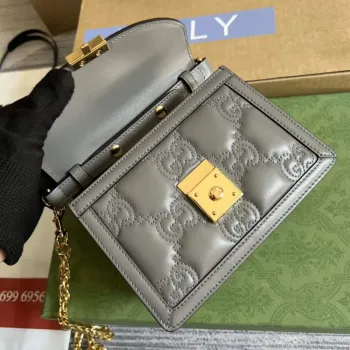 Gucci 724499 GG Matelassé Small Top Handle Bag Grey