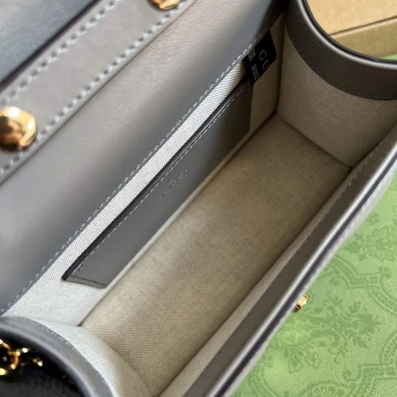 Gucci 724499 GG Matelassé Small Top Handle Bag Grey
