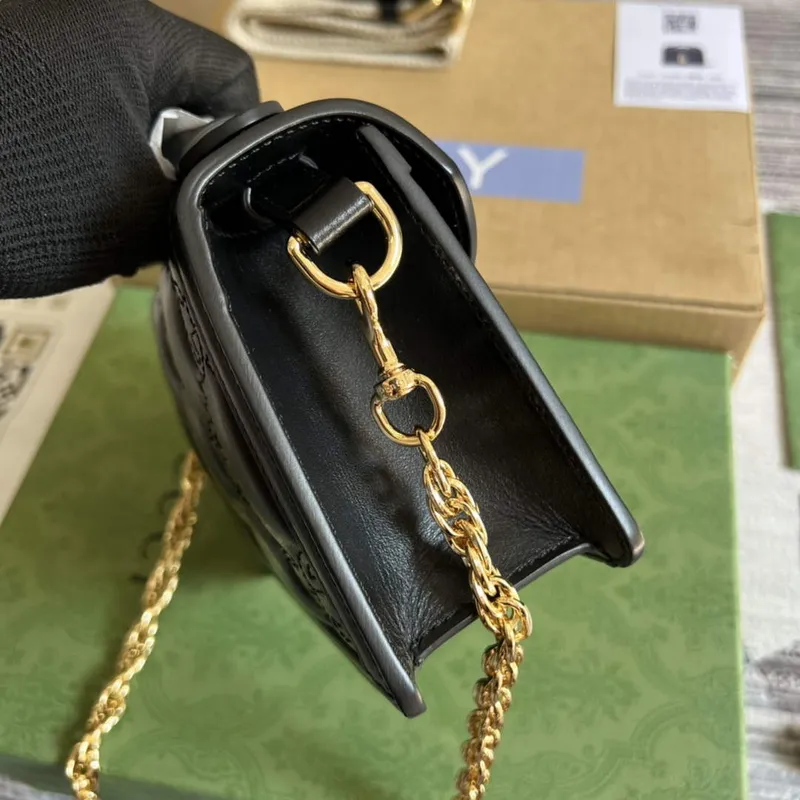 Gucci 724499 GG Matelassé Small Top Handle Bag Black