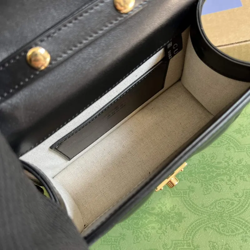 Gucci 724499 GG Matelassé Small Top Handle Bag Black