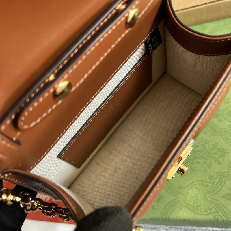 Gucci 724499 GG Matelassé Small Top Handle Bag Brown