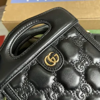 Gucci 723776 GG Matelassé Top Handle Mini Bag Black