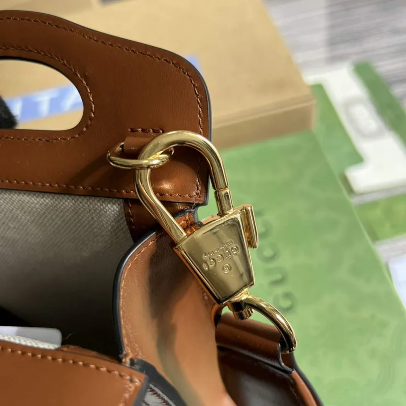 Gucci 723776 GG Matelassé Top Handle Mini Bag Brown