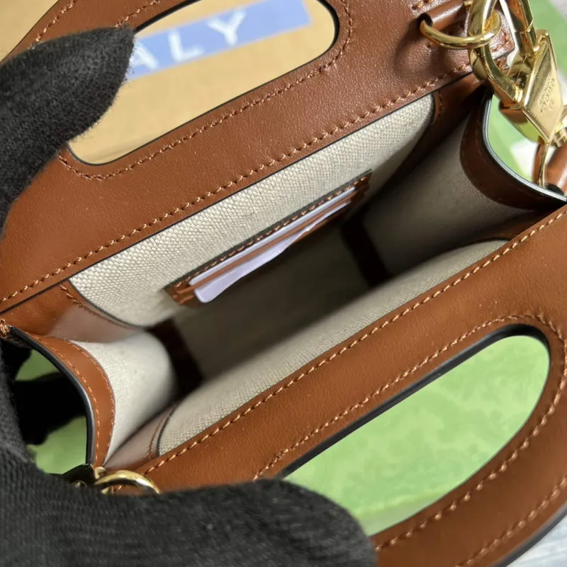 Gucci 723776 GG Matelassé Top Handle Mini Bag Brown