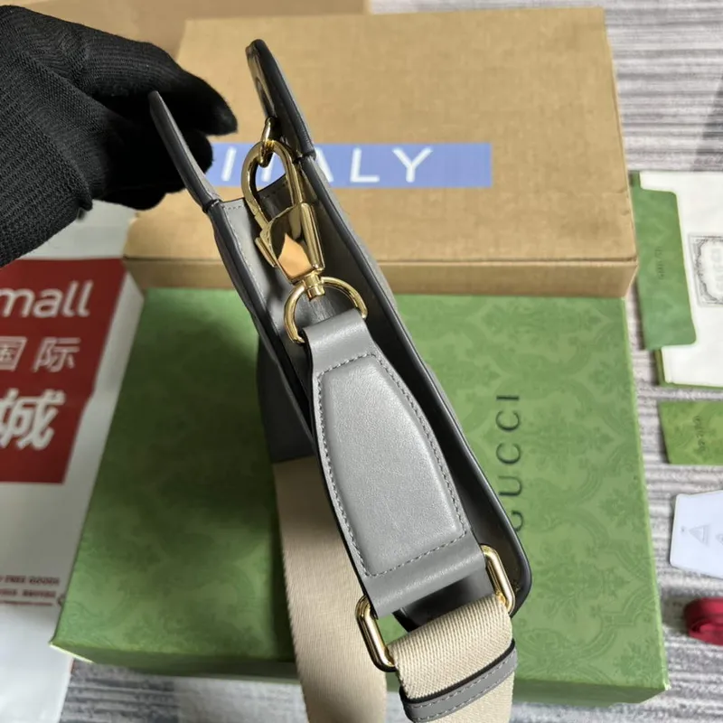 Gucci 723776 GG Matelassé Top Handle Mini Bag Grey