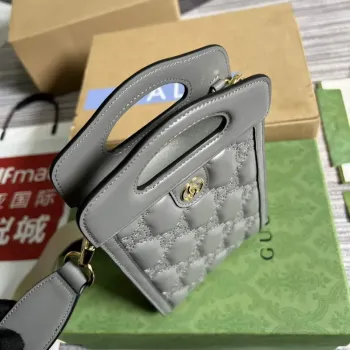 Gucci 723776 GG Matelassé Top Handle Mini Bag Grey