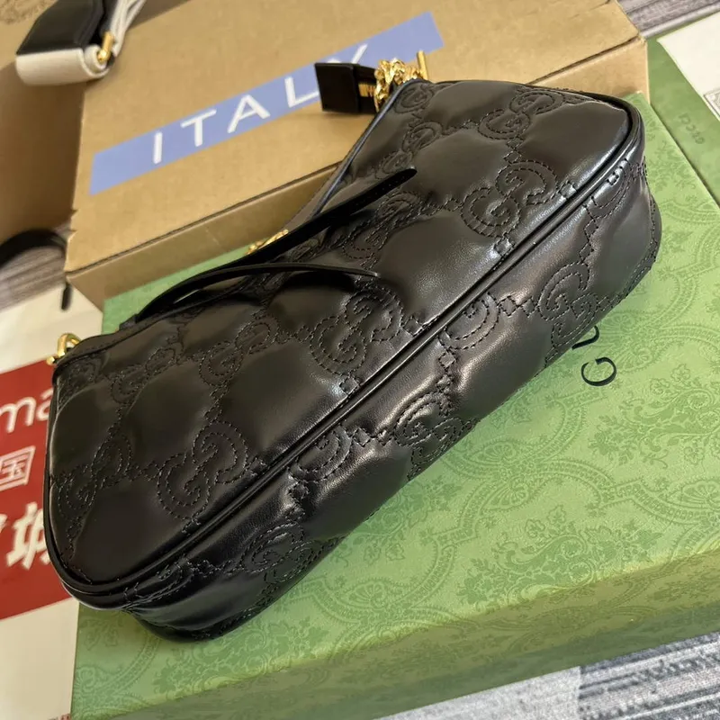 Gucci 735049 GG Matelassé Handbag Black