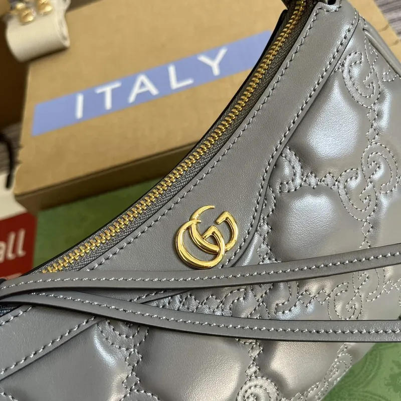 Gucci 735049 GG Matelassé Handbag Grey