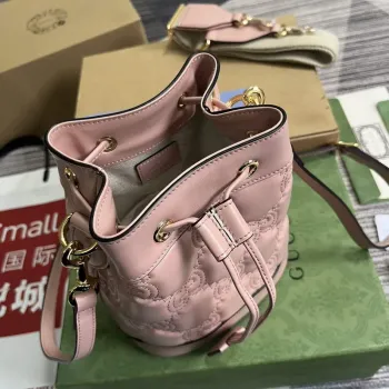 Gucci 728231 GG Matelassé Bucket Bag Light Pink