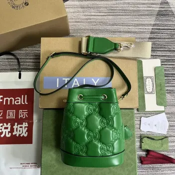 Gucci 728231 GG Matelassé Bucket Bag Green