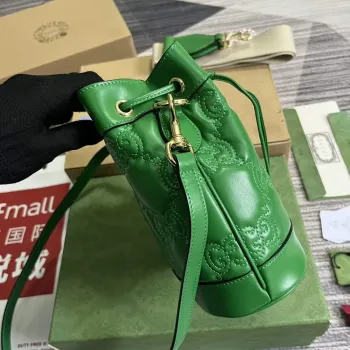 Gucci 728231 GG Matelassé Bucket Bag Green