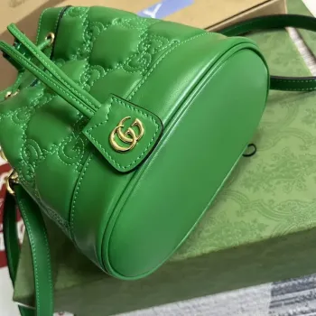 Gucci 728231 GG Matelassé Bucket Bag Green