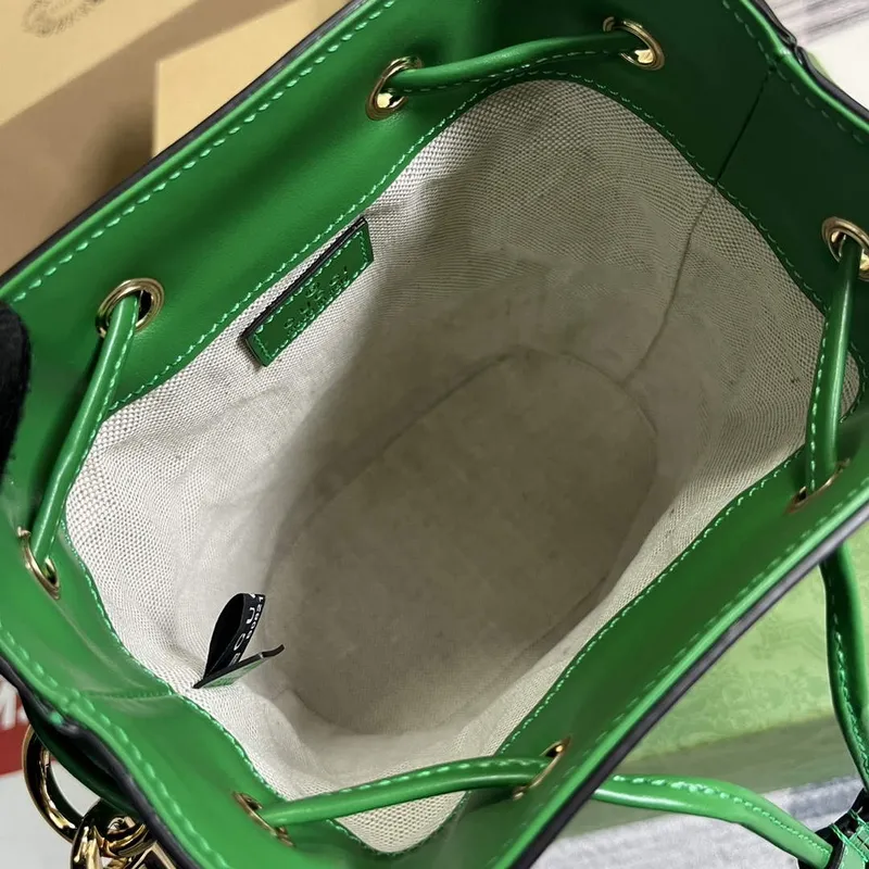 Gucci 728231 GG Matelassé Bucket Bag Green