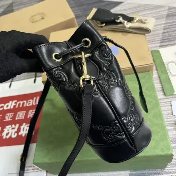 Gucci 728231 GG Matelassé Bucket Bag Black