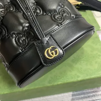 Gucci 728231 GG Matelassé Bucket Bag Black