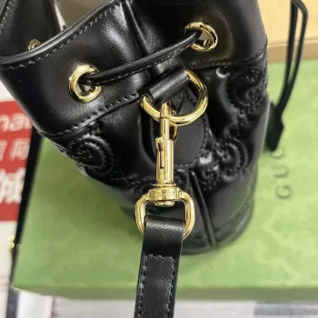 Gucci 728231 GG Matelassé Bucket Bag Black