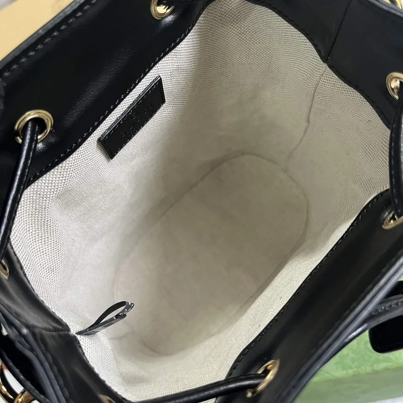 Gucci 728231 GG Matelassé Bucket Bag Black