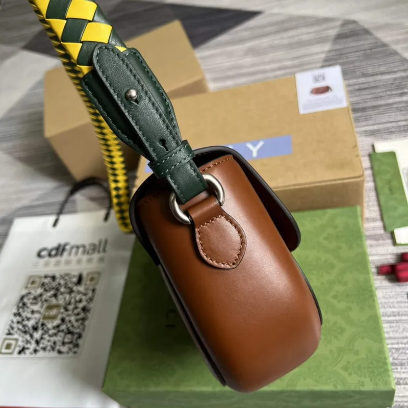 Gucci 679540 Logo print Leather Shoulder Bag Brown