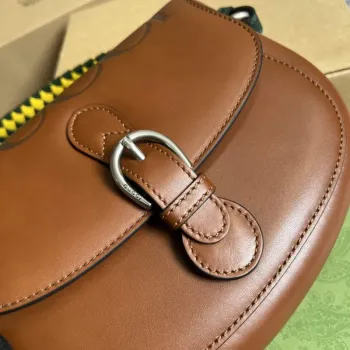 Gucci 679540 Logo print Leather Shoulder Bag Brown