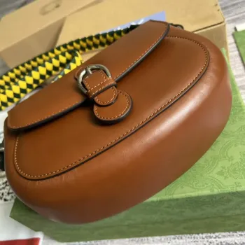 Gucci 679540 Logo print Leather Shoulder Bag Brown