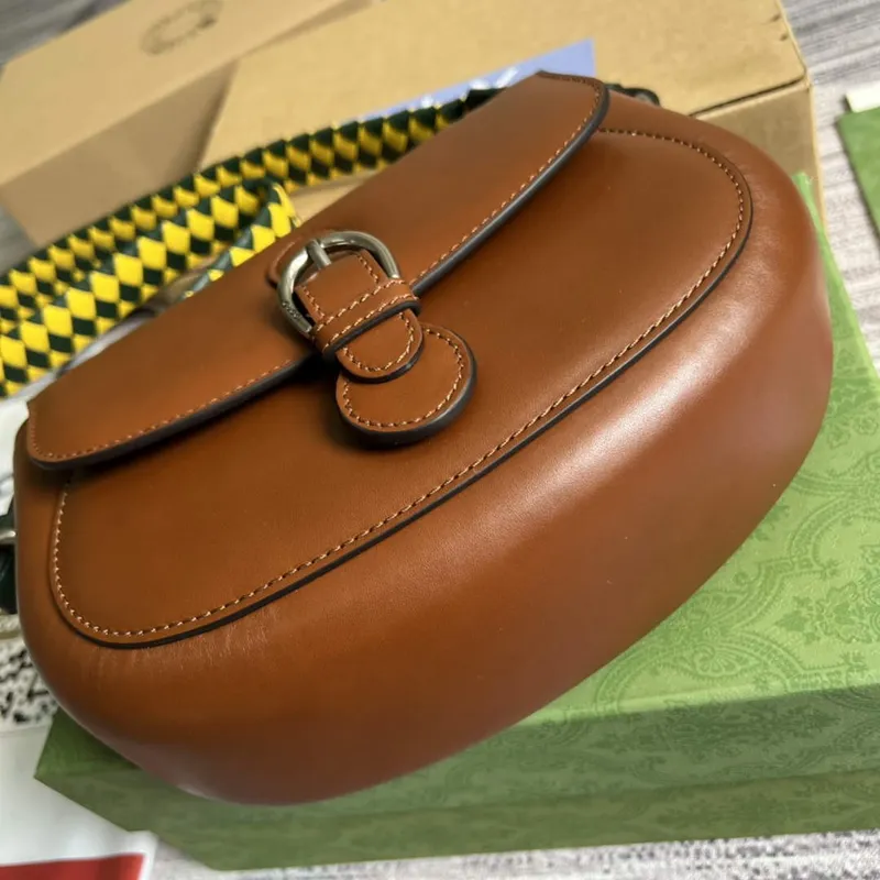 Gucci 679540 Logo print Leather Shoulder Bag Brown