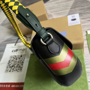 Gucci 679540 Logo print Leather Shoulder Bag Black