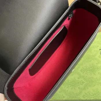 Gucci 679540 Logo print Leather Shoulder Bag Black