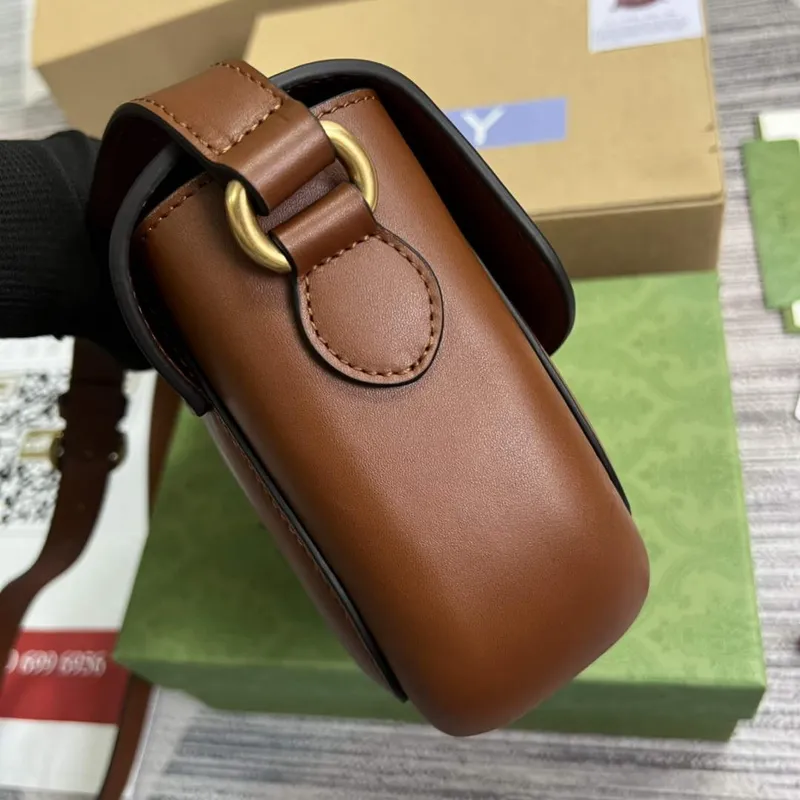 Gucci 675923 embossed leather shoulder UD0FT Bag Brown