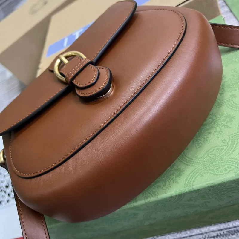 Gucci 675923 embossed leather shoulder UD0FT Bag Brown