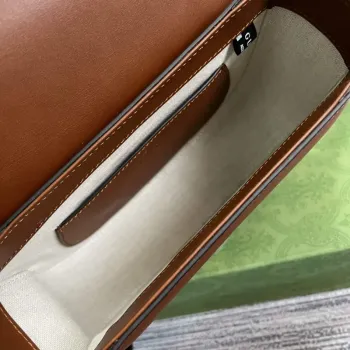 Gucci 675923 embossed leather shoulder UD0FT Bag Brown