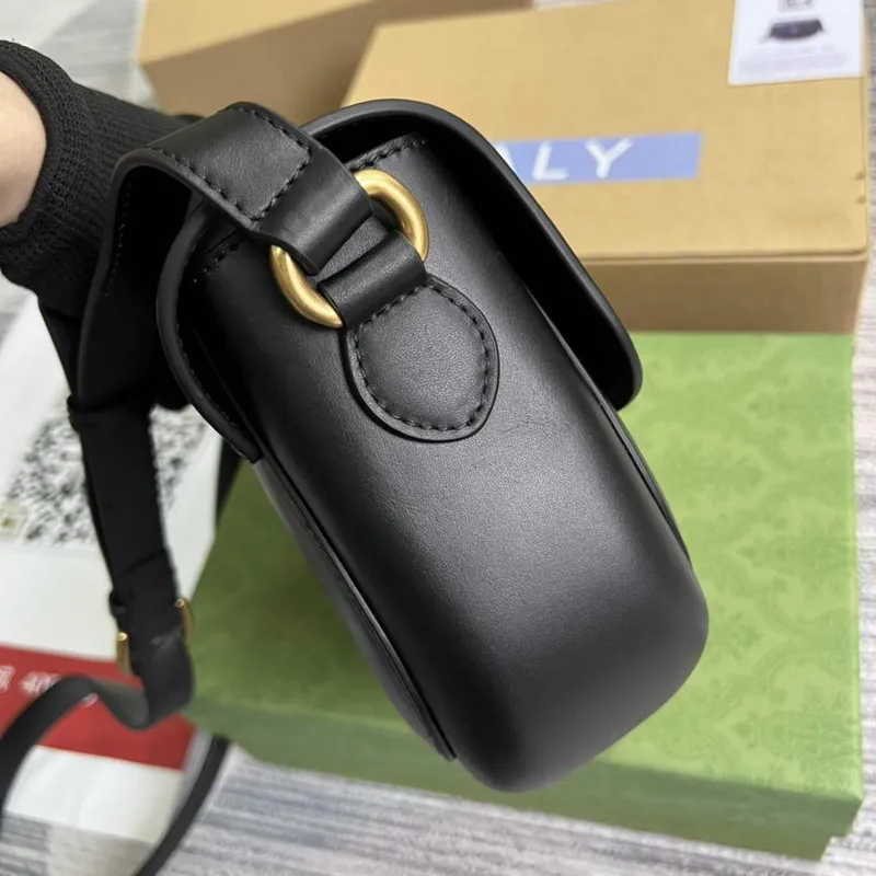 Gucci 675923 embossed leather shoulder UD0FT Bag Black