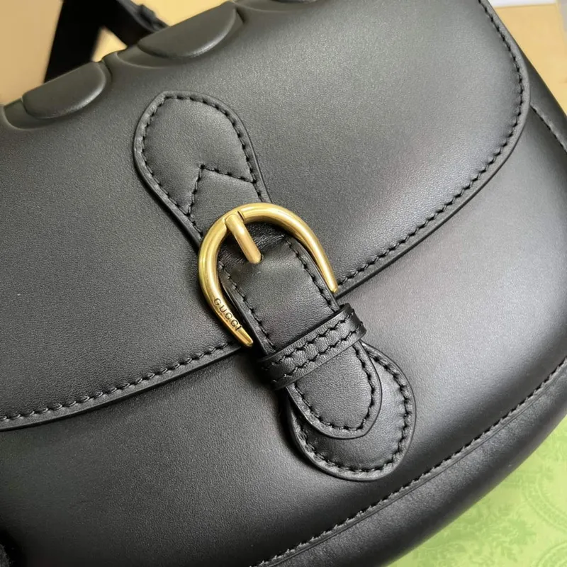 Gucci 675923 embossed leather shoulder UD0FT Bag Black