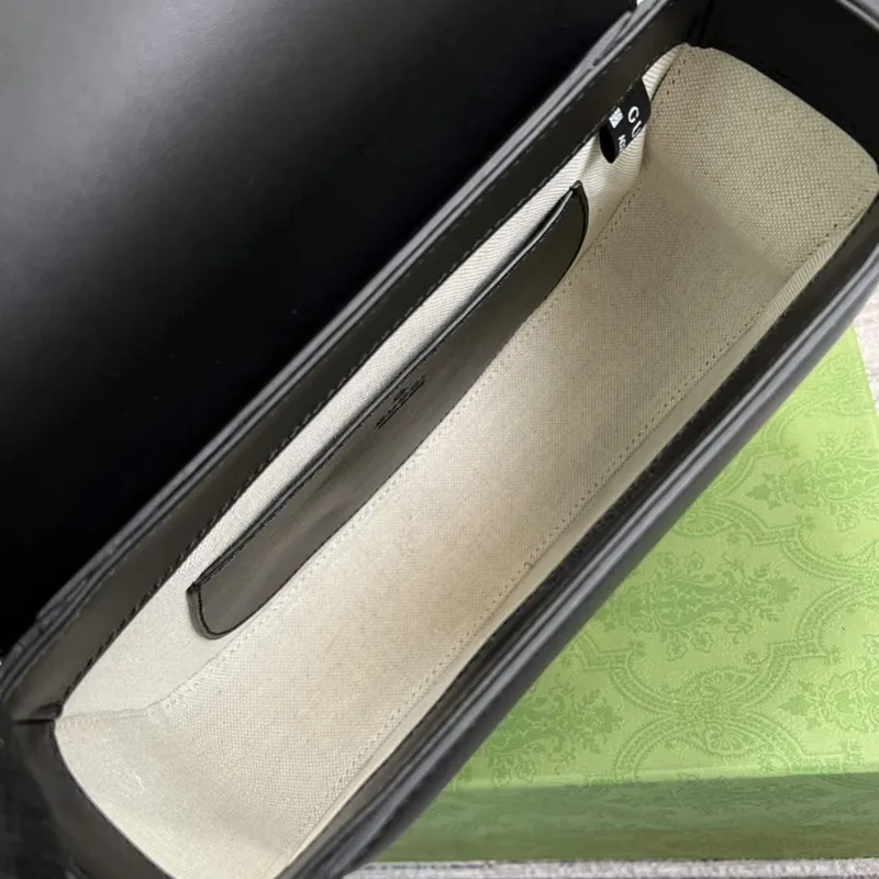 Gucci 675923 embossed leather shoulder UD0FT Bag Black