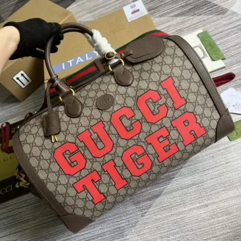 Gucci 687828 Tiger GG Large Duffle Bag Brown