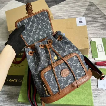 Gucci 674147 Backpack with Interlocking G Blue