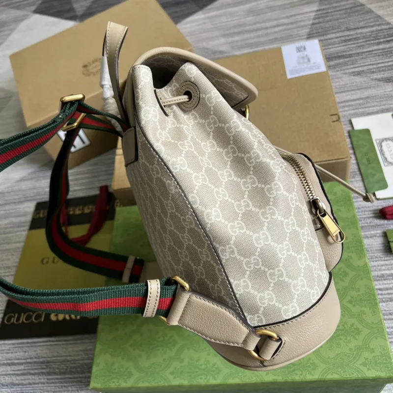 Gucci 674147 Backpack with Interlocking G Beige and white