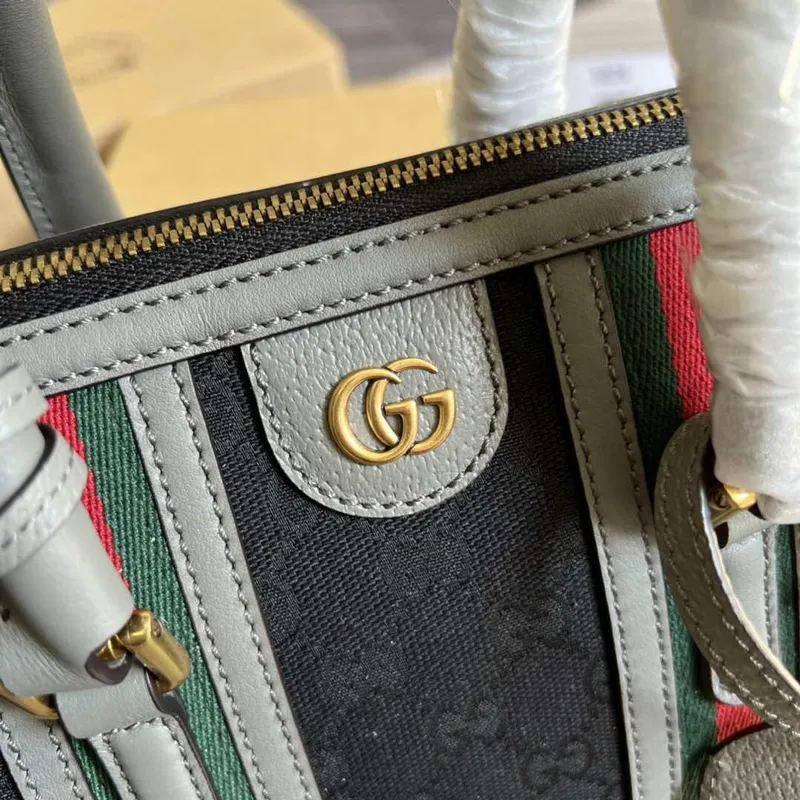Gucci 715772 Small canvas top handle bag Gray and Black