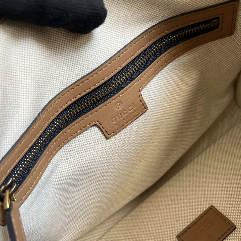 Gucci 715772 Small canvas top handle bag Light Brown and Black