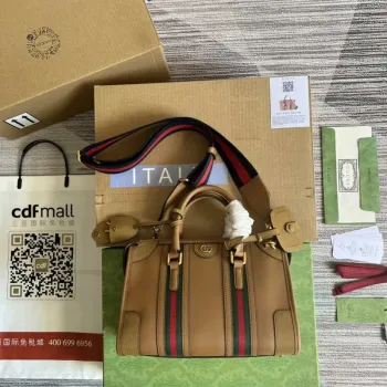 Gucci 715772 Small top handle bag with Double G Light Brown