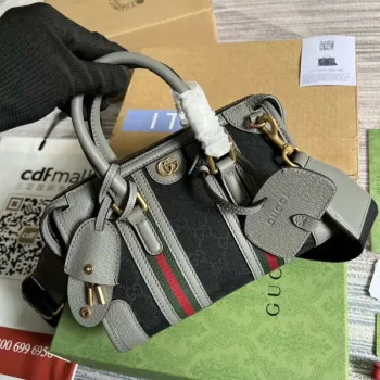 Gucci 715771 Mini canvas top handle bag Gray and Black Original GG canvas