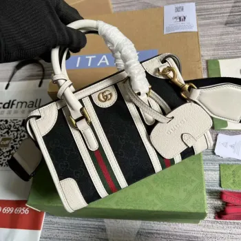 Gucci 715771 Mini canvas top handle bag White and Black Original GG canvas