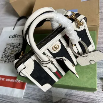 Gucci 715771 Mini canvas top handle bag White and Black Original GG canvas