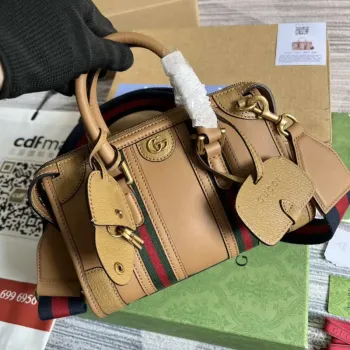 Gucci 715771 Mini top handle bag with Double G Tan