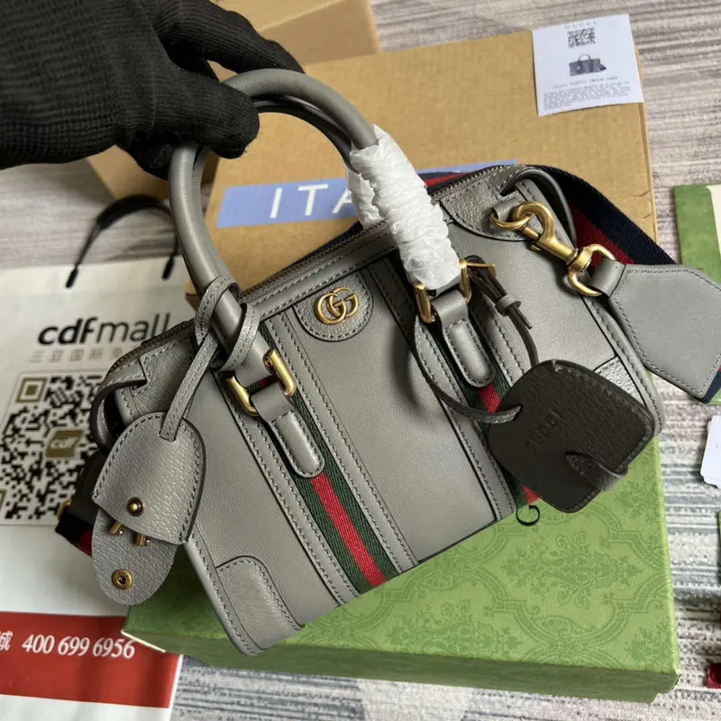 Gucci 715771 Mini top handle bag with Double G Grey