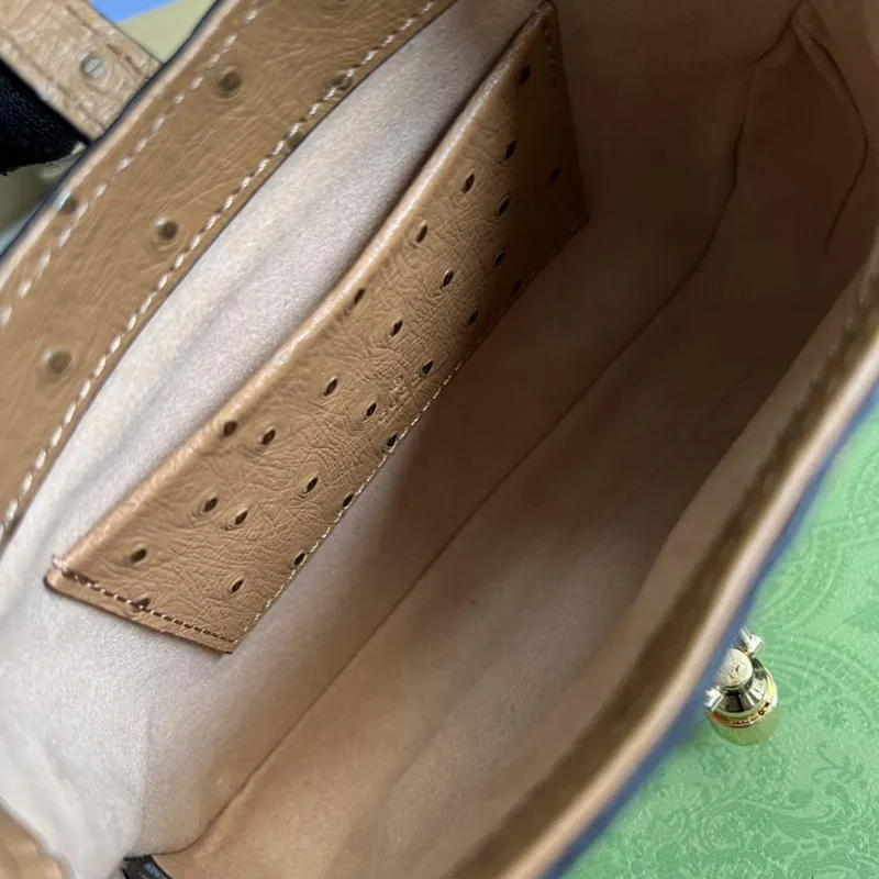 Gucci 637091 Jackie 1961 Mini Ostrich skin Shoulder Bag Brown