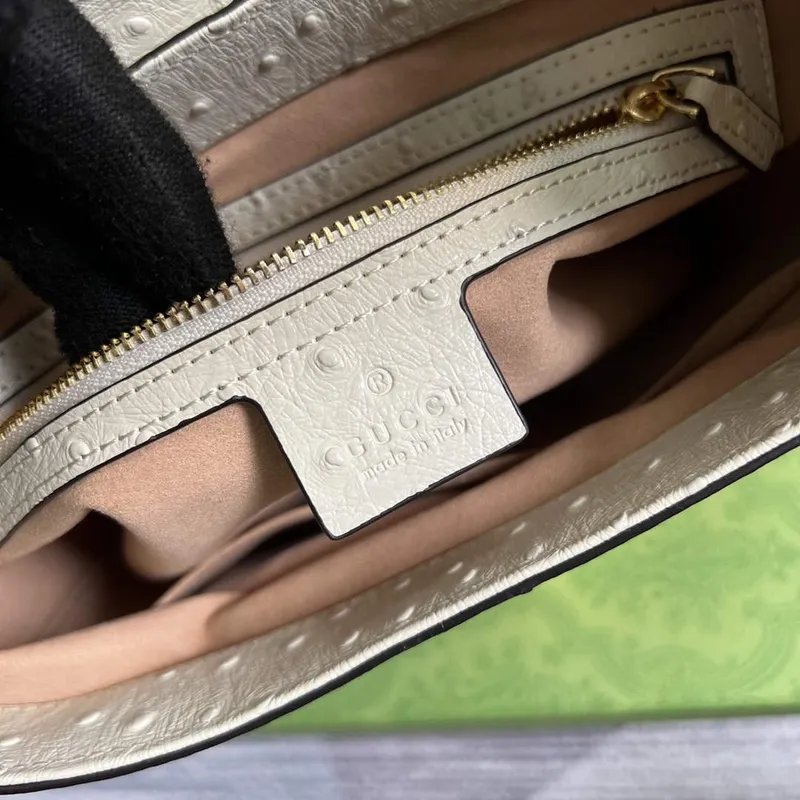 Gucci 636709 Jackie 1961 Small Ostrich skin Bag Beige