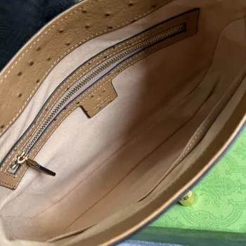 Gucci 636709 Jackie 1961 Small Ostrich skin Bag Brown