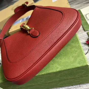 Gucci 636709 Jackie 1961 Small Natural Grain Bag Red