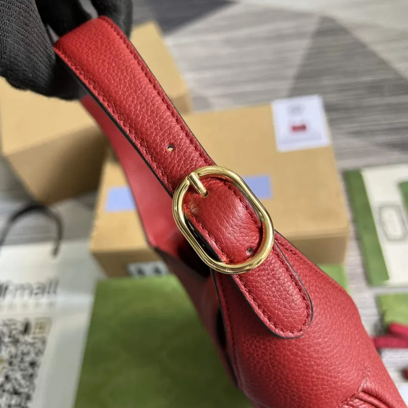 Gucci 636709 Jackie 1961 Small Natural Grain Bag Red